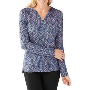 SMARTWOOL Merino 150 Pattern Hoodie Blue Pullover Sweatshirt Base Layer Sz M